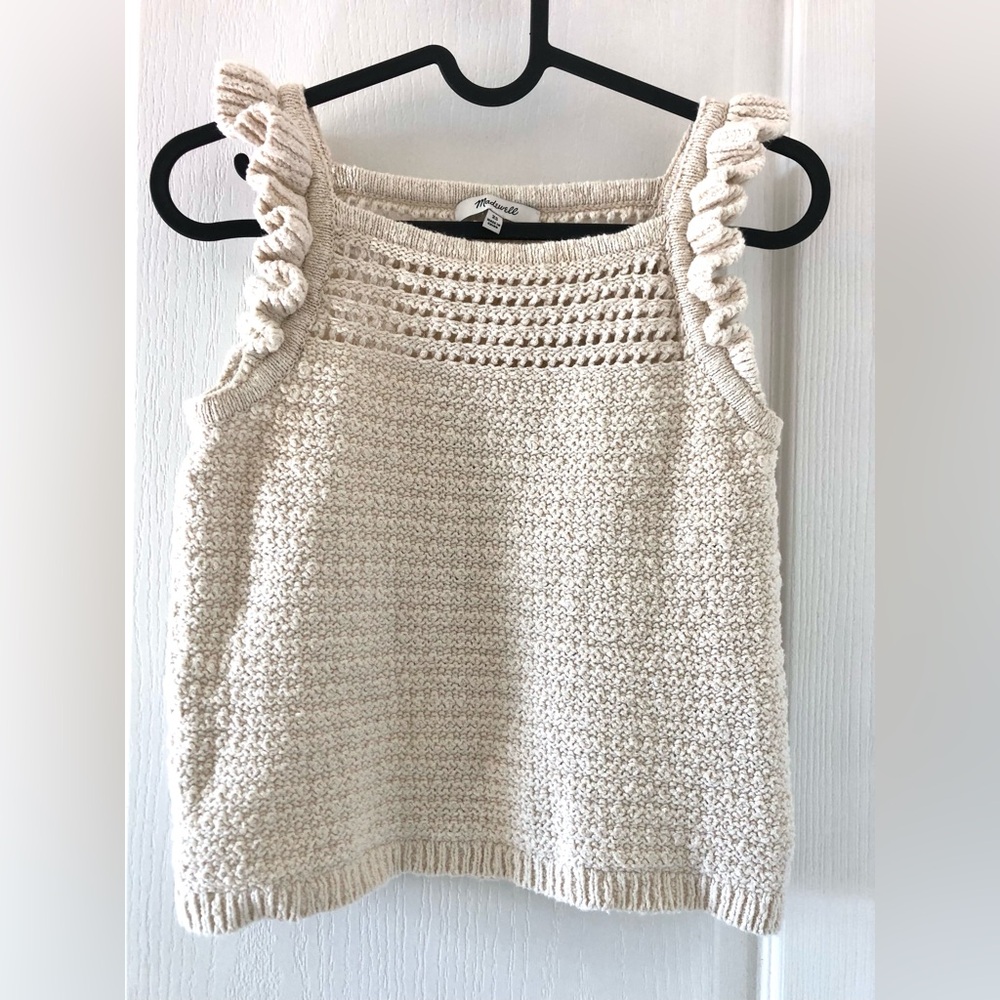 Madewell Cream Knit Top with Textured Design
